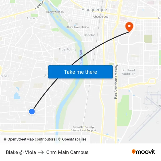 Blake @ Viola to Cnm Main Campus map