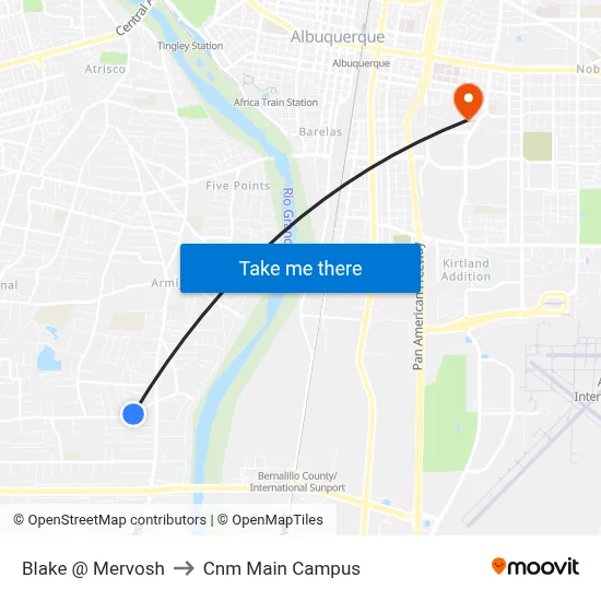 Blake @ Mervosh to Cnm Main Campus map