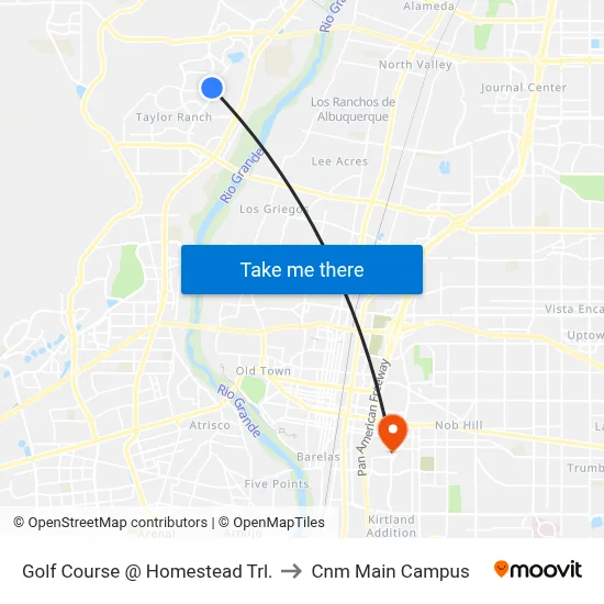 Golf Course @ Homestead Trl. to Cnm Main Campus map