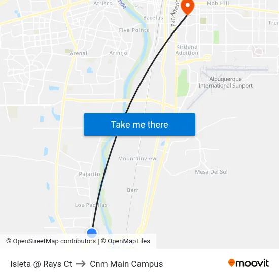 Isleta @ Rays Ct to Cnm Main Campus map