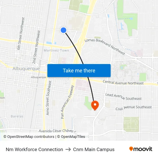 Nm Workforce Connection to Cnm Main Campus map