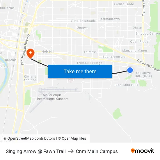 Singing Arrow @ Fawn Trail to Cnm Main Campus map
