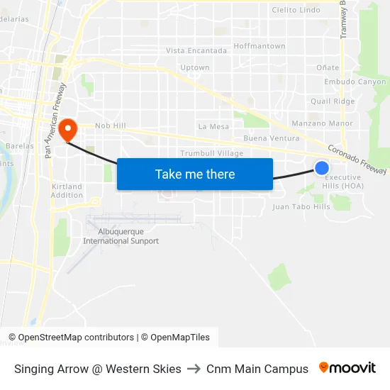 Singing Arrow @ Western Skies to Cnm Main Campus map
