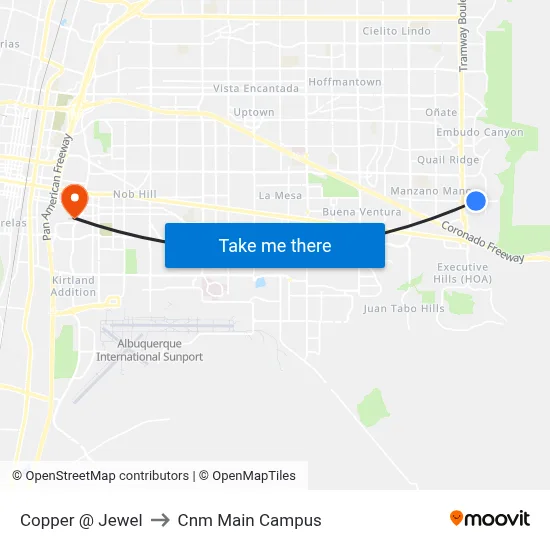 Copper @ Jewel to Cnm Main Campus map
