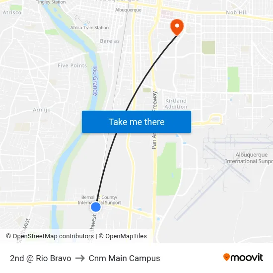 2nd @ Rio Bravo to Cnm Main Campus map