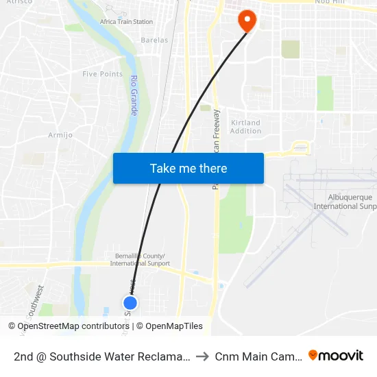 2nd @ Southside Water Reclamation P to Cnm Main Campus map