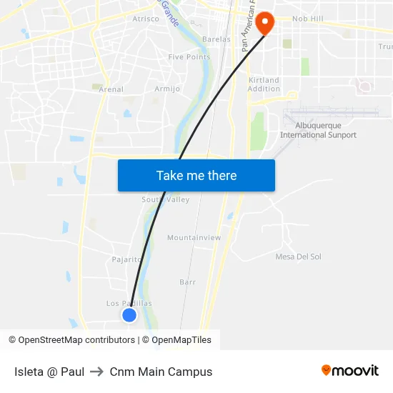 Isleta @ Paul to Cnm Main Campus map