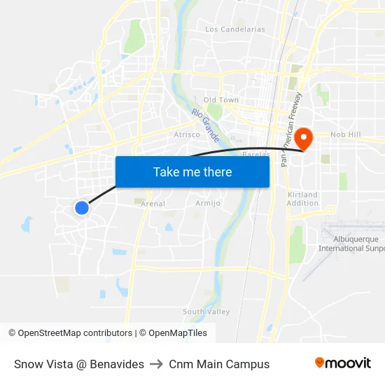 Snow Vista @ Benavides to Cnm Main Campus map
