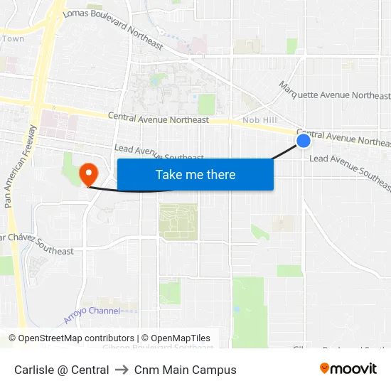 Carlisle @ Central to Cnm Main Campus map