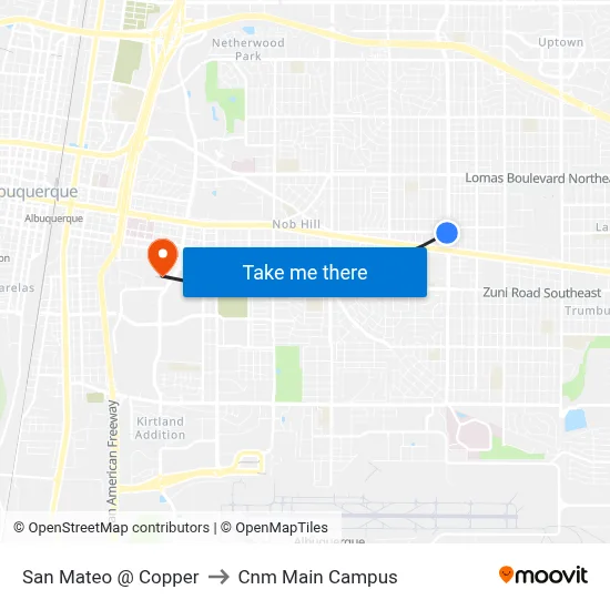 San Mateo @ Copper to Cnm Main Campus map