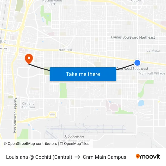 Louisiana @ Cochiti (Central) to Cnm Main Campus map