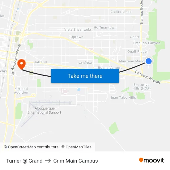 Turner @ Grand to Cnm Main Campus map