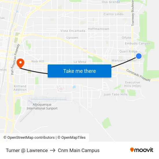 Turner @ Lawrence to Cnm Main Campus map