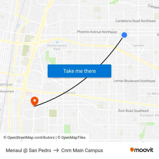 Menaul @ San Pedro to Cnm Main Campus map