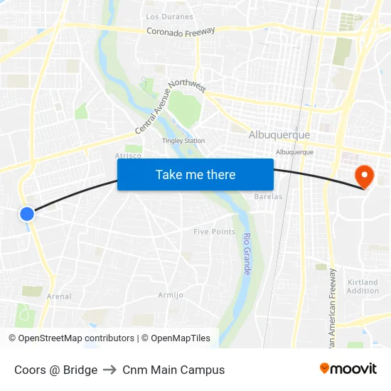 Coors @ Bridge to Cnm Main Campus map