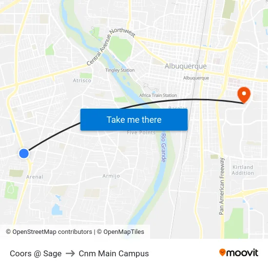 Coors @ Sage to Cnm Main Campus map