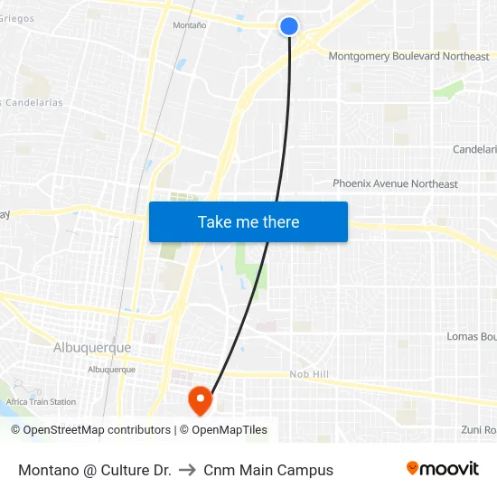 Montano @ Culture Dr. to Cnm Main Campus map