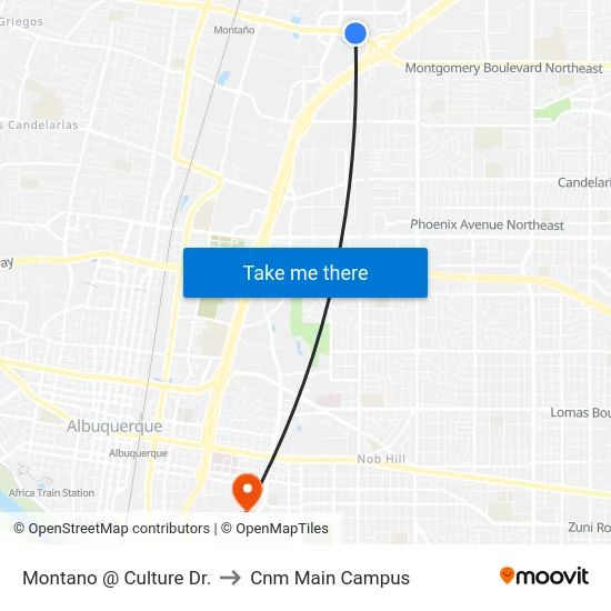 Montano @ Culture Dr. to Cnm Main Campus map