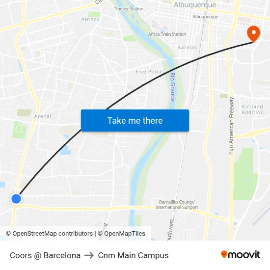 Coors @ Barcelona to Cnm Main Campus map