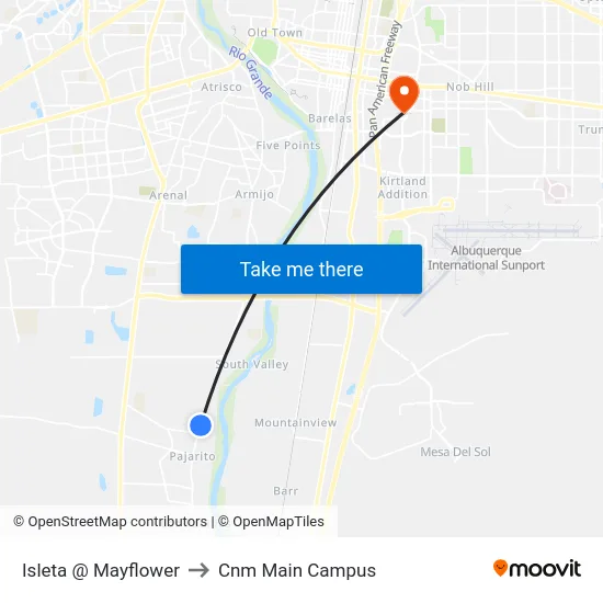 Isleta @ Mayflower to Cnm Main Campus map