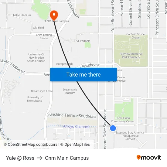Yale @ Ross to Cnm Main Campus map