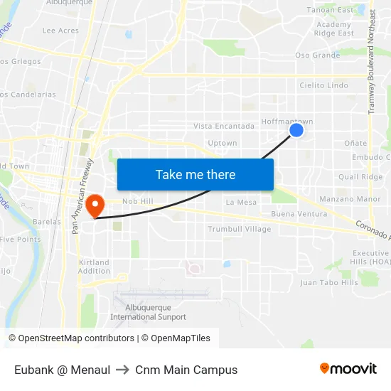 Eubank @ Menaul to Cnm Main Campus map
