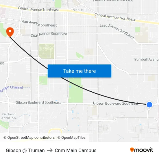 Gibson @ Truman to Cnm Main Campus map