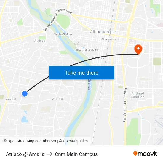 Atrisco @ Amalia to Cnm Main Campus map