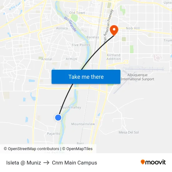 Isleta @ Muniz to Cnm Main Campus map
