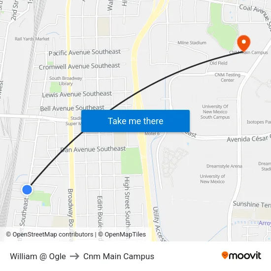 William @ Ogle to Cnm Main Campus map