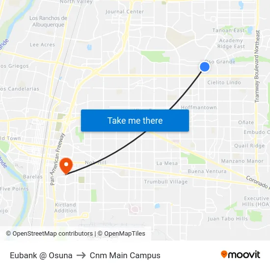 Eubank @ Osuna to Cnm Main Campus map
