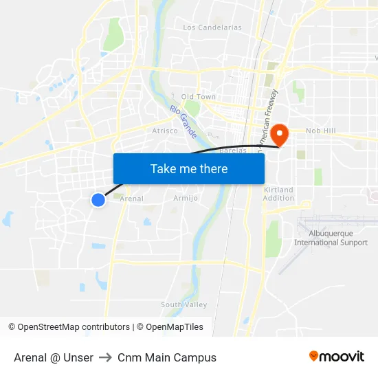 Arenal @ Unser to Cnm Main Campus map