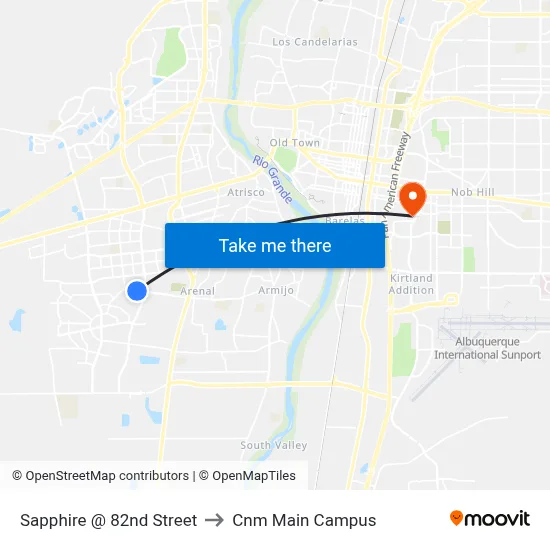 Sapphire @ 82nd Street to Cnm Main Campus map