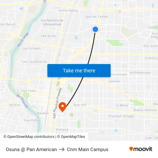 Osuna @ Pan American to Cnm Main Campus map