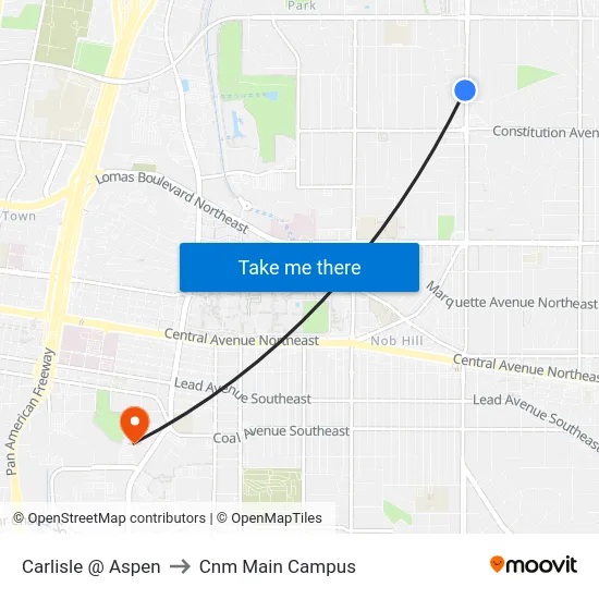 Carlisle @ Aspen to Cnm Main Campus map