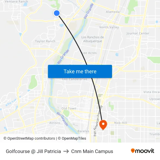Golfcourse @ Jill Patricia to Cnm Main Campus map