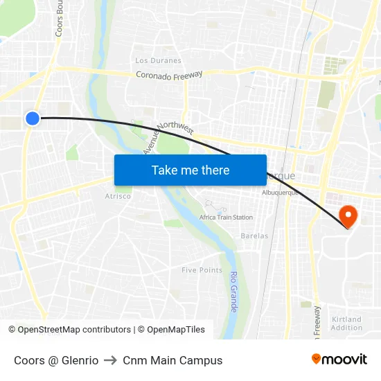 Coors @ Glenrio to Cnm Main Campus map