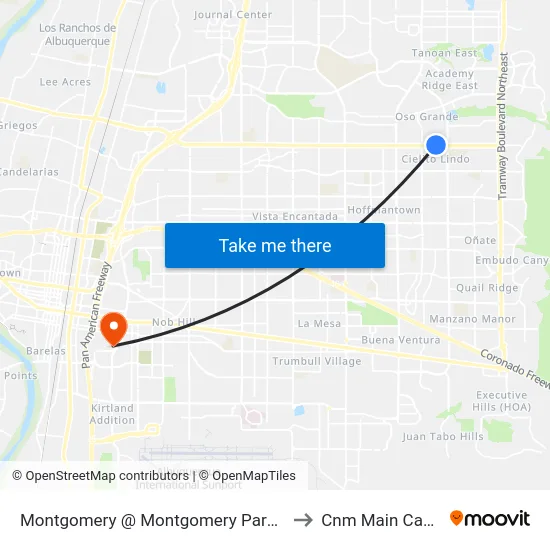 Montgomery @ Montgomery Parkway Loo to Cnm Main Campus map