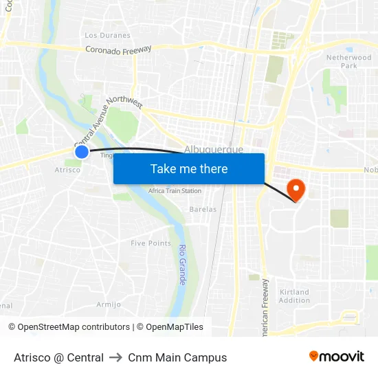 Atrisco @ Central to Cnm Main Campus map