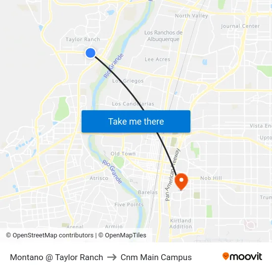 Montano @ Taylor Ranch to Cnm Main Campus map