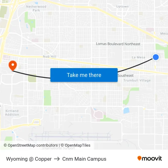 Wyoming @ Copper to Cnm Main Campus map