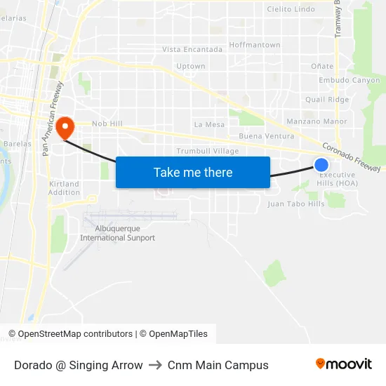 Dorado @ Singing Arrow to Cnm Main Campus map