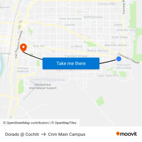 Dorado @ Cochiti to Cnm Main Campus map