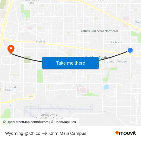 Wyoming @ Chico to Cnm Main Campus map