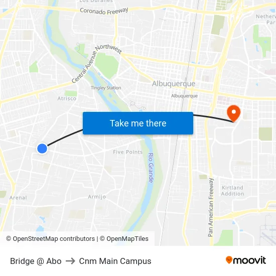 Bridge @ Abo to Cnm Main Campus map
