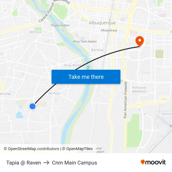 Tapia @ Raven to Cnm Main Campus map