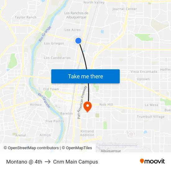 Montaño @ 4th to Cnm Main Campus map