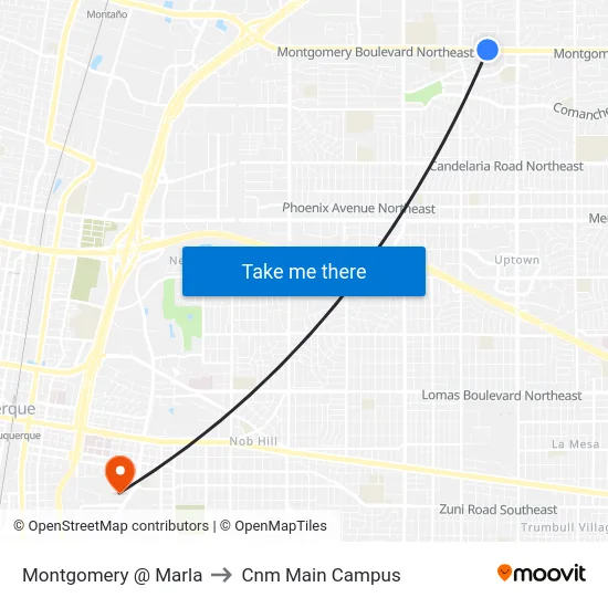 Montgomery @ Marla to Cnm Main Campus map