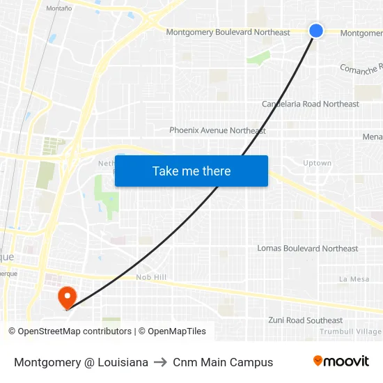 Montgomery @ Louisiana to Cnm Main Campus map