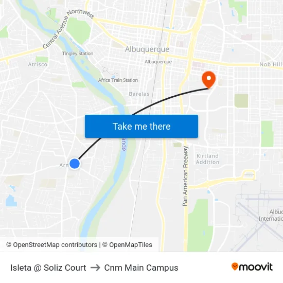 Isleta @ Soliz Court to Cnm Main Campus map